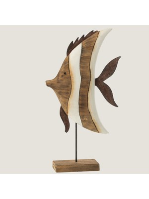 Chakra Paulowni̇a Ahşap Çi̇zgi̇li̇ Balık Stand Büyük (20,5X7X38,5CM) Natural