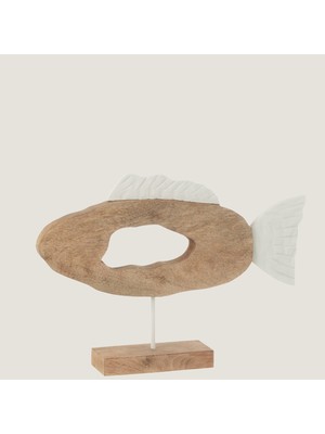 Chakra Mango Ahşap Oval Balik Stand Beyaz/natural (52X9X36CM) Natural