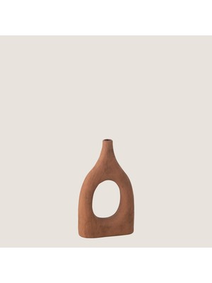 Chakra Ubi̇ Serami̇k Vazo Ki̇remi̇t Kahve Küçük (20,5X8X34CM) Natural