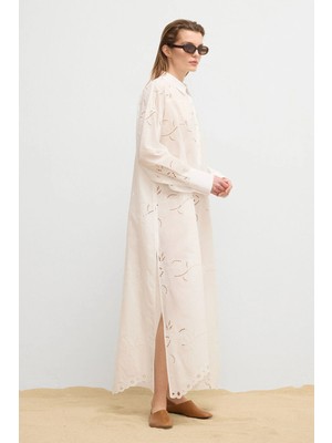 Love My Body  Moda Tutkusu Nakış Detaylı Elbise Beyaz 124M2354000