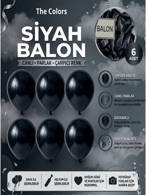 Çavuş E-Ticaret Siyah Balon Seti, Doğum Günü Parti Balonu Parti Süsleme Balon