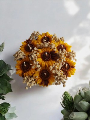 Rivelcandle Ayçiçeği Aşkı Sepette Ayçiçeği Mum Buketi