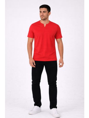 Uomo Park Henley Tişört Basic Casual T Shirt 2124