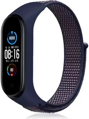 Naturion Newface Xiaomi Mi Band 4 Hasırlı Cırtcırtlı Kordon - Lacivert-Mor