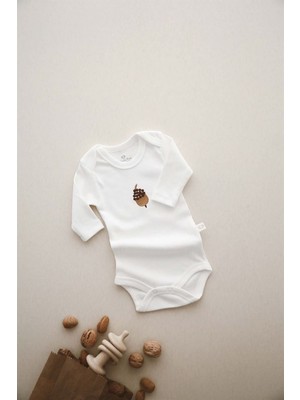 Oh la la Koala For Little Ones Beyaz Palamut Nakışlı Uzun Kollu Body