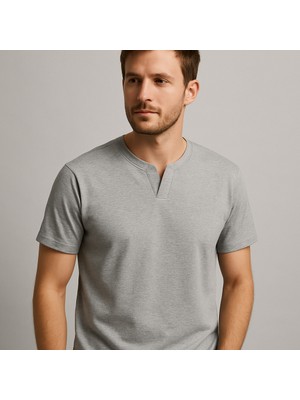 Uomo Park Henley Tişört Basic Casual T Shirt 2124