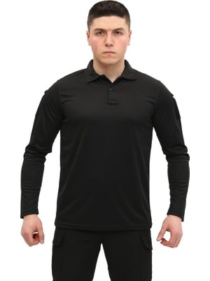 Single Sword Polo Yaka Uzun Kol Taktik T-Shirt Renk: Siyah Beden: Xl Serisi
