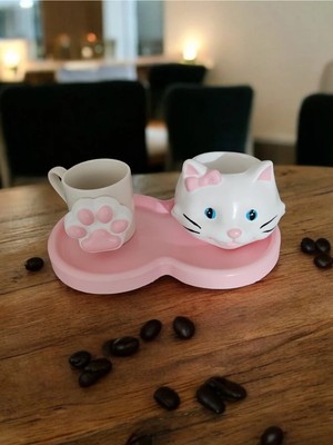 Rivelcandle Pati Keyfi Hediye Seti Kahve Fincanı ve Miyawliyan Oyuncak Kedi Mumlu Set