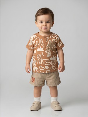 Nazar Baby Erkek Bebek Jnr Authentic Baskılı Müslin Şortlu Takım