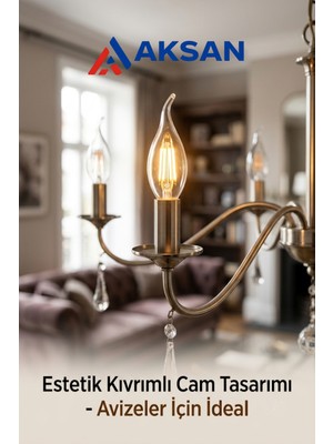 Cata CT-4062 4W E14 Ince Duy 3000K Günışığı Edison LED Kıvrık Buji Avize Ampulü