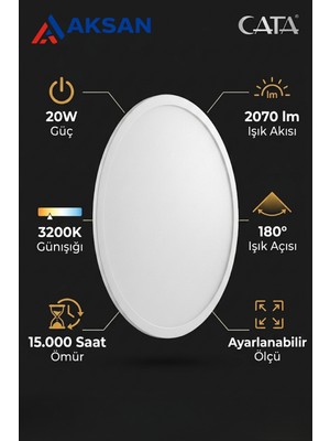 Cata CT-5648 20W Ayarlanabilir Ölçülü Sıva Altı Plus LED Panel Spot 3200K Günışığı