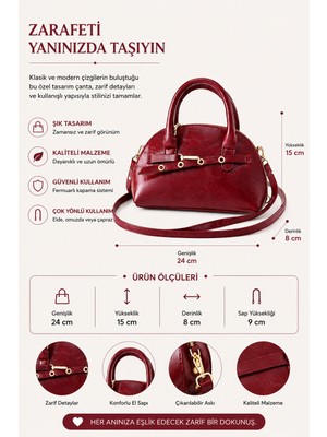 Elan Collection Kadın Çanta Modern Minimalist Tasarım Çapraz Askılı Şık El ve Omuz Çantası Bordo