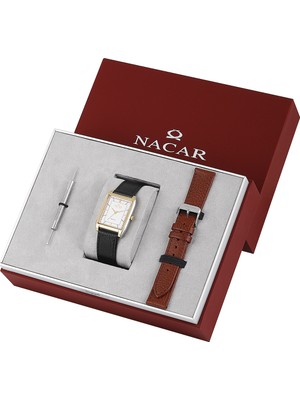 Nacar Safir Cam Klasik Gümüş - Altın - Siyah Erkek Kol Saati NC08-29420738-CWL1