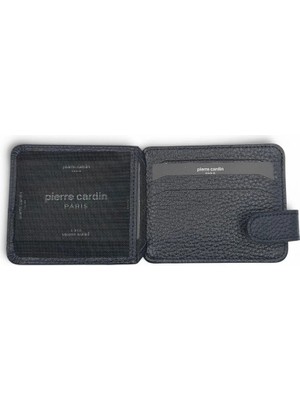 Pierre Cardin Unisex Erkek Kadın %100 Hakiki Deri Kartlık - Kimlik Kartlık Kemerli - Erkek Kadın Deri Aksesuar Hediye - PC-0510