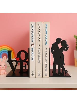 Todekora Love ve Çift Figürlü Kitap Tutucu Romantik Dekoratif Kitaplık Aksesuarı Raf Düzenleyici