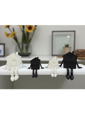 Todekora Siyah Beyaz 4'lü Dekoratif Ev Figürü Seti | Modern Minimalist Masa ve Raf Süsü
