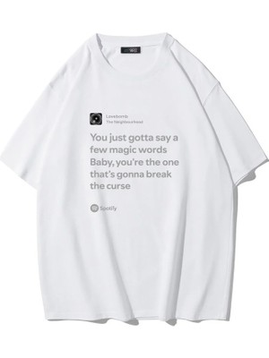 Brz Collection Unisex Oversize Lovebomb – The Neighbourhood T-Shirt (Beyaz)