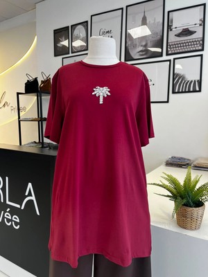 Qmash Prive Palmiye Desenli Tişört