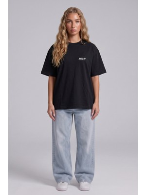 Backlain Mod Style Unisex Oversize Baskılı Tişört %100 Pamuk Günlük Stil