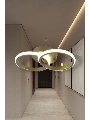 UltraMint Modern Eskitme Gold Yuvarlak LED Avize, Şık ve Işıltılı Dekorasyon