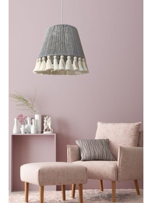 UltraMint Bohem Makrome Gri Avize, Çocuk Odası, Salon, Yatak Odası, Kafe & Restoran Aydınlatma