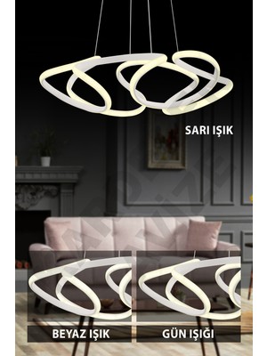 UltraMint Modern 3 Renkli Beyaz Derin LED Avize, Şık ve Zarif Aydınlatma