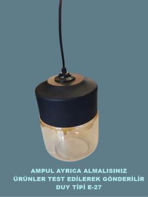 UltraMint Şık Siyah Amber E27 Cam Tekli Avize, Modern ve Zarif Tasarım