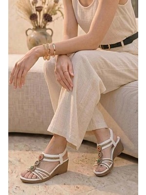 Guja 26Y241-1 Beyaz Kadın Yazlık Sandalet