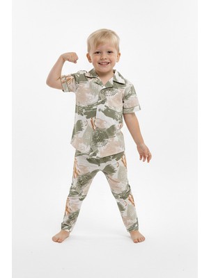 Modanino Erkek Çocuk %100 Pamuk ve Gömlek Tarz Pijama Takımı 2-13 Yaş 12687IS