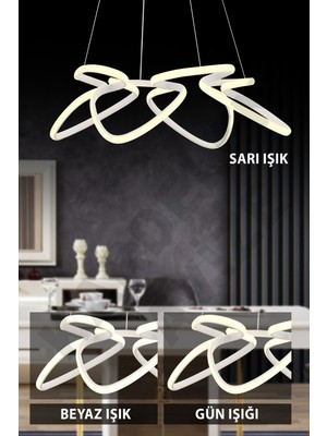 UltraMint 3 Renkli Beyaz Çilek 4 Sarkıt Modern Ledli Avize, Şık ve Işıklandırıcı Tasarım