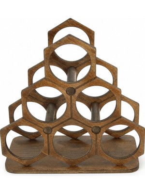 Terra Ws Doğal Ahşap 6 Lı Petek Şarap Standı Masif Rustik Raf 32 x 32 x 14 cm