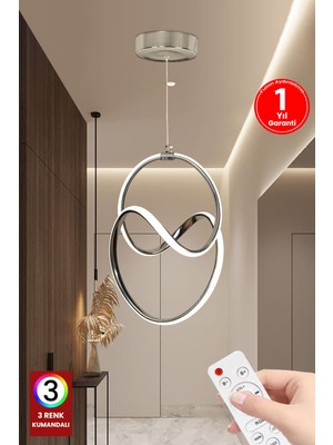 UltraMint Modern 4 Modlu Renkli Krom Kumandalı Sarkıt Alp LED Avize