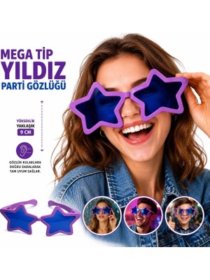 Nemere Mey Ithalat® Mega Tip Yıldız Parti Gözlüğü Mor Renk