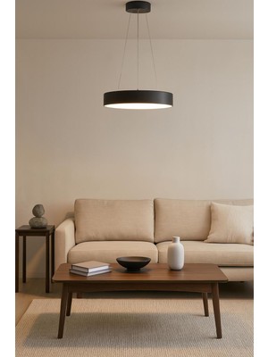 UltraMint Modern Siyah Panel Ledli Oturma ve Yatak Odası Avizesi