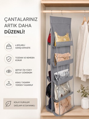 Tex Republic Alas Çanta Düzenleyici-Çanta Askılığı-10 Gözlü Dolap Içi ,kapı Arkası Düzenleyici (37*125 Cm)