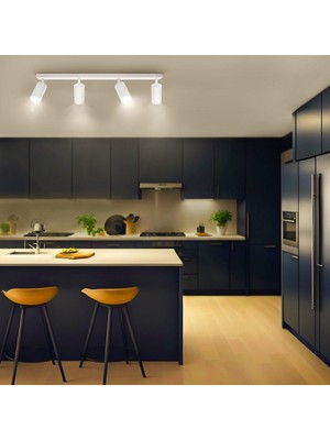 Riolight Riolıght Modern3 Beyaz Salon,mutfak,giyinme Odası,cafeler Için Gün Işiğı Metal 4lü Spot(Ampul Dahil)