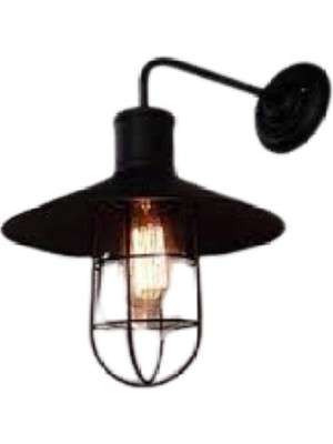 UltraMint Siyah Metal Mat Kafes Aplik E27, 23 Cm, Şık ve Modern Aydınlatma Seçeneği