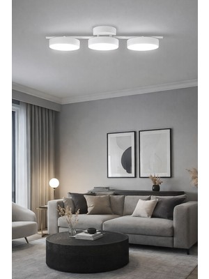 UltraMint Modern 3’lü LED Avize, Renkli Işık, Enerji Tasarrufu, Salon ve Oturma Odası Için
