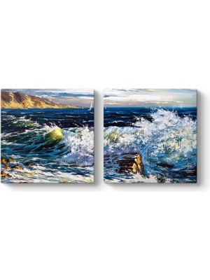 Depo Store Fırtınada Dalgalar Tablosu 63 x 30-2 Parçalı