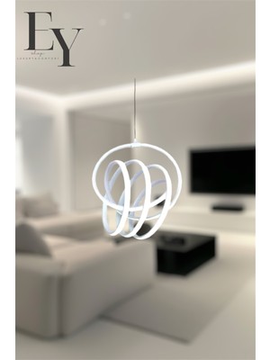 UltraMint Modern Beyaz Imza Model 3 Renkli Kumandalı LED Avize