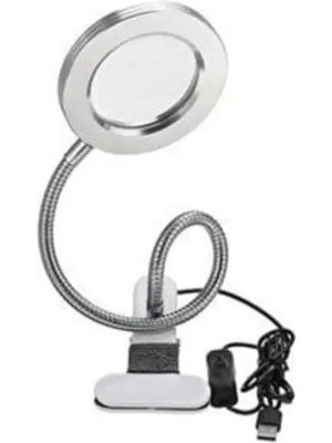 Forestia Mandallı LED Işıklı Masa Büyüteci - Çift Renk Işıklı Makyaj ve Bakım Lambası