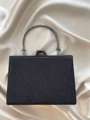 Öznora Kadın Siyah Simli Abiye, Clutch Gece Çantası