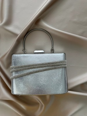 Öznora Silver Taşlı Metal Kulplu Abiye Çanta