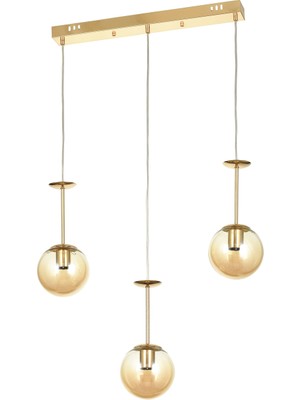 UltraMint Modern Altı Adet Bal Camlı Sarkıt Avize, Gold Kaplama, Şık Tasarım