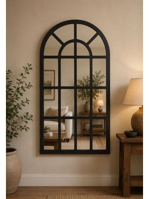 Bmd Mobilya Dekoratif Siyah Pencere Duvar Aynası 70X123 cm | Modern Salon, Antre ve Hol Aynası