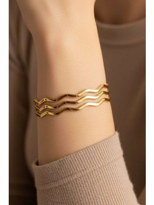 Xuping Jewelry Üçlü Zikzak Ajda Çelik Bileklik