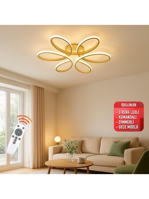 UltraMint Eskitme Kasa 3 Renkli Kumandalı 60CM LED Avize, Oturma ve Yatak Odası Için