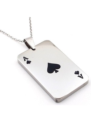 Solfera Maça As Iskambil Poker Paslanmaz Parlak Çelik Erkek Zincir Kolye Q0959