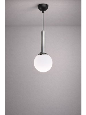 UltraMint Modern Siyah ve Gümüş Plafonyer, Şık Beyaz Cam Avize