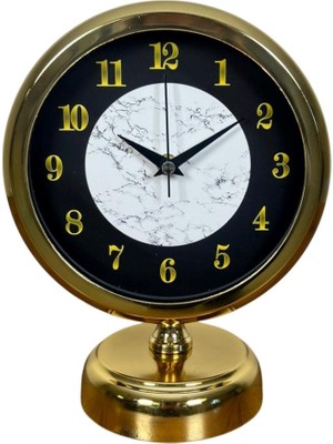 ForWhat Büro Ev Ofis Hediyesi Için 25X20CM Golden Metal Mermer Stil Masa Saati